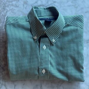 Boys Brooks Brothers green gingham button-down shirt, size M, NWOT